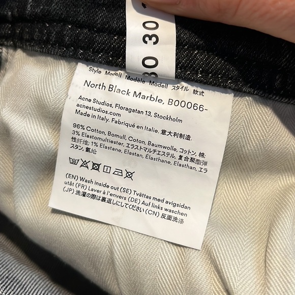 Acne Studio NWOT north black marble skinny jeans 30x30 - Picture 9 of 10